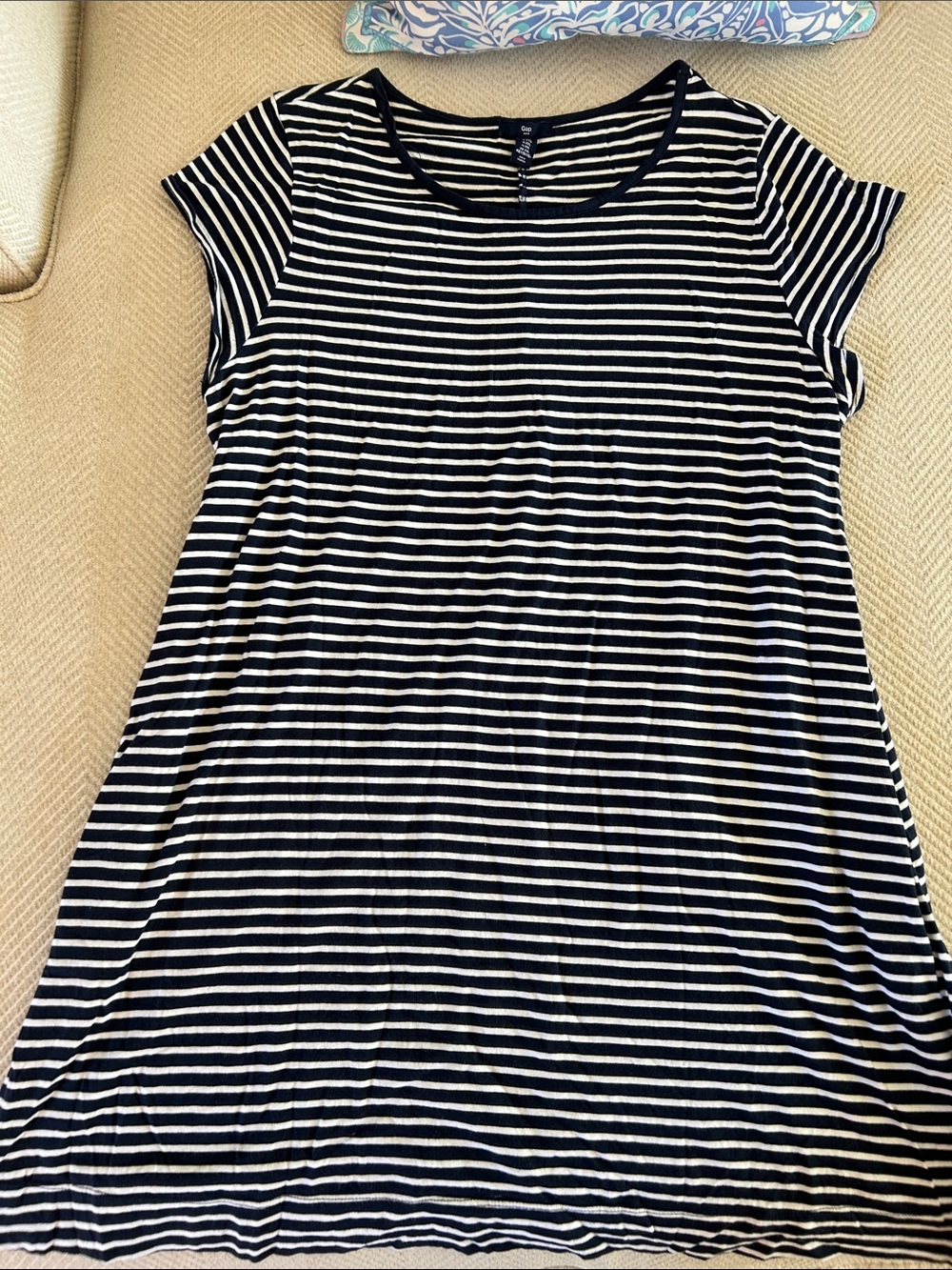 GAP Navy and White Striped Tee Dress